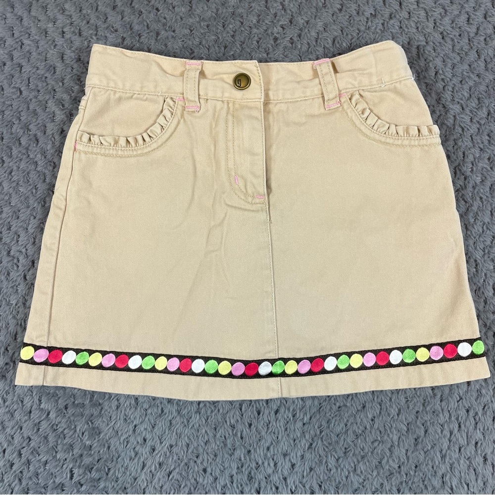 Gymboree Khaki Skirt Girl's‎ Size 6 Rainbow Dot Ruffle Shorts Underneath